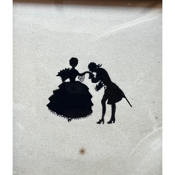 Pair of antebellum silhouette style art Courting Scene Hoop skirt & umbrella wom - Picture 3 of 8